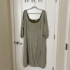 Green Smocked MIDI Dress